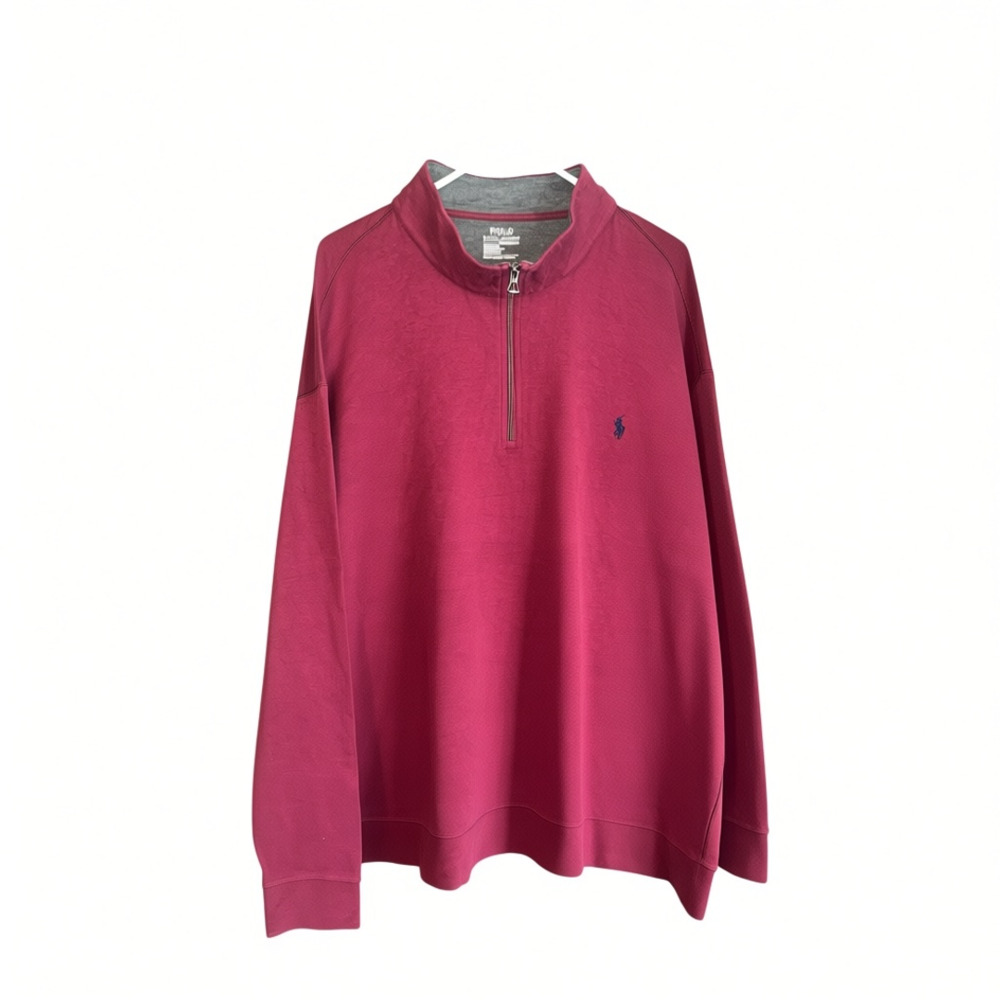 Polo Ralph Lauren Performance Quarter Zip Pullover Sweatshirt Maroon Red 4XB